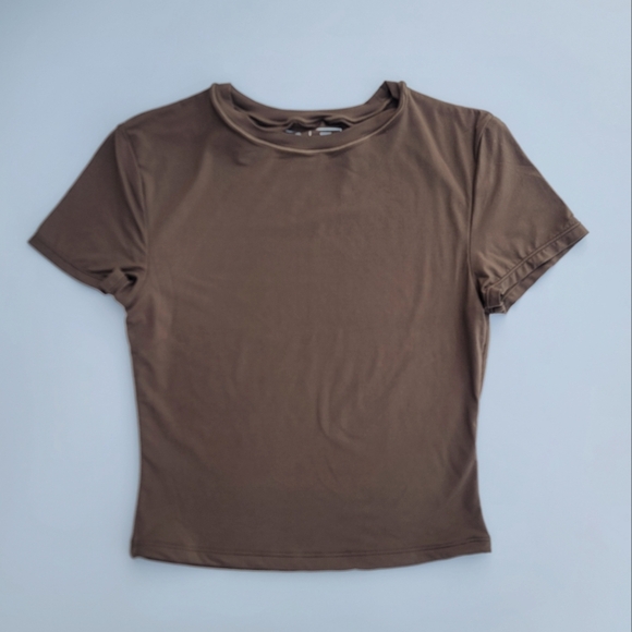 Pedigree ButterSoft Baby Tee Crop Top | Brown - Picture 2 of 10